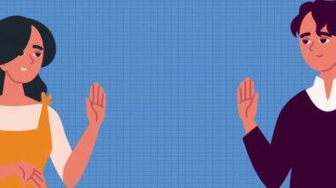 Konuşan genç çift karakter animasyonu