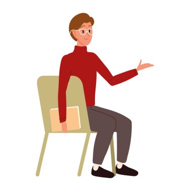 çalışan adam oturur