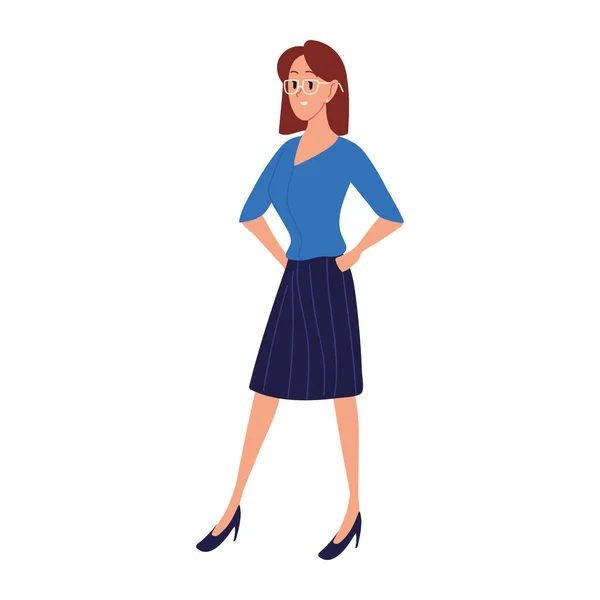 Woman with glasses in skirt — Stock Vector