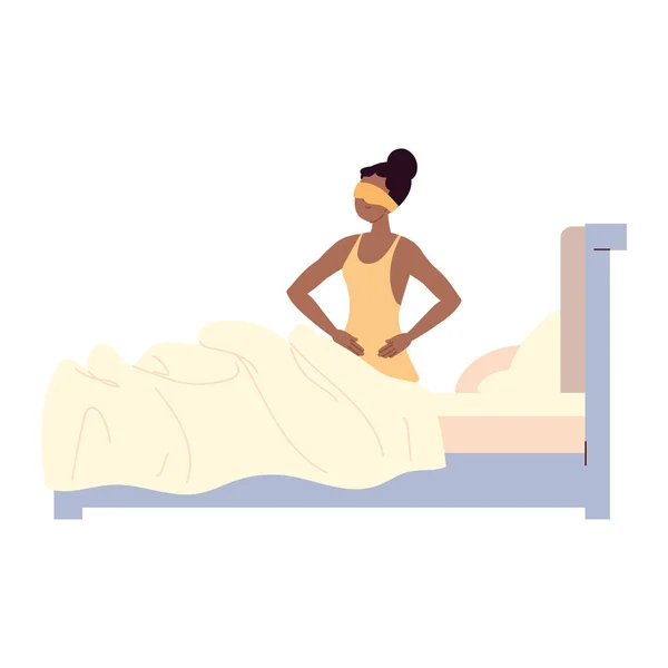 Mujer despierta en la cama — Archivo Imágenes Vectoriales