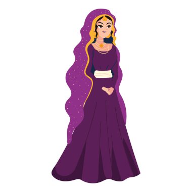 Güzel Müslüman gelinin portresi