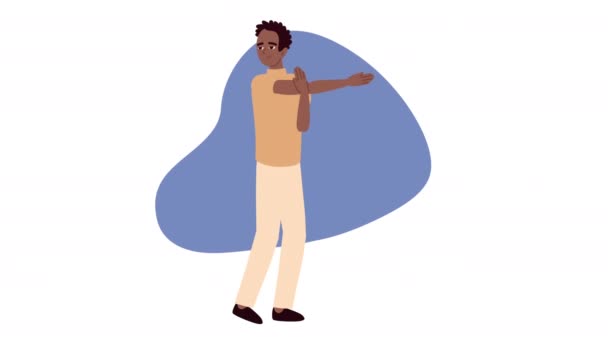 Afro homem tomando um personagem pausa ativa — Vídeo de Stock