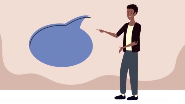 Afro hombre de pie animación de personajes — Vídeo de stock