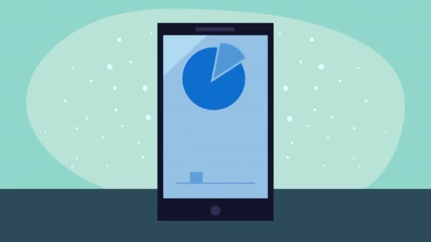 Statistiques infographie à secteurs dans l'animation smartphone — Video