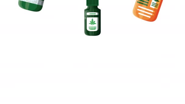 Animazione di modelli di prodotti di cannabis medica — Video Stock