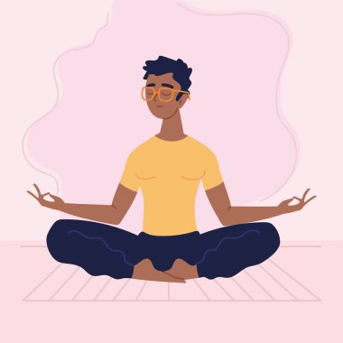 Adam dinleniyor ve meditasyon yapıyor.
