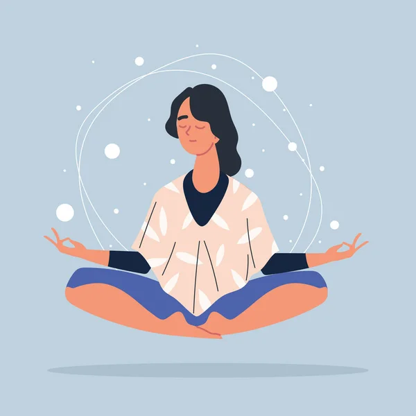 Mulher em pose de meditação —  Vetores de Stock