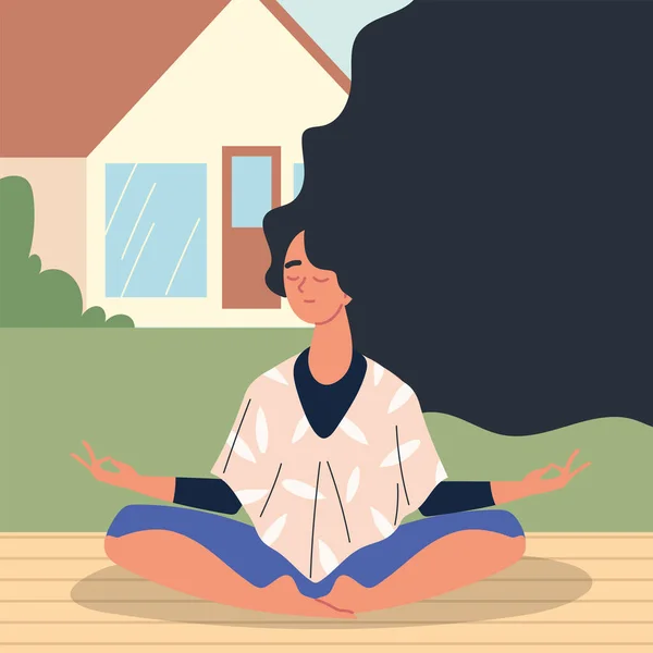 Mulher fazendo meditação —  Vetores de Stock