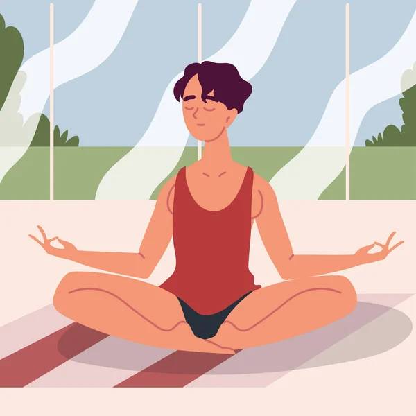 Cara praticando meditação —  Vetores de Stock
