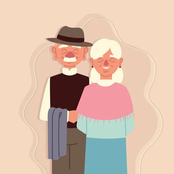 Elderly cute couple — Stock Vector