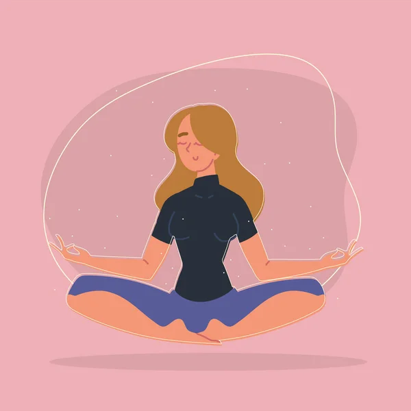 Žena praktikující meditaci — Stockový vektor