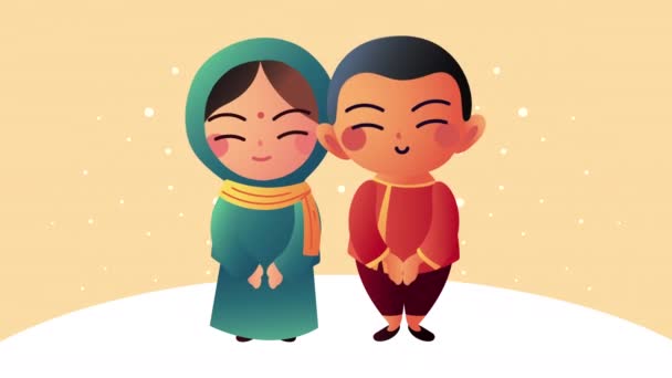 Asiatique culture couple personnages animation — Video