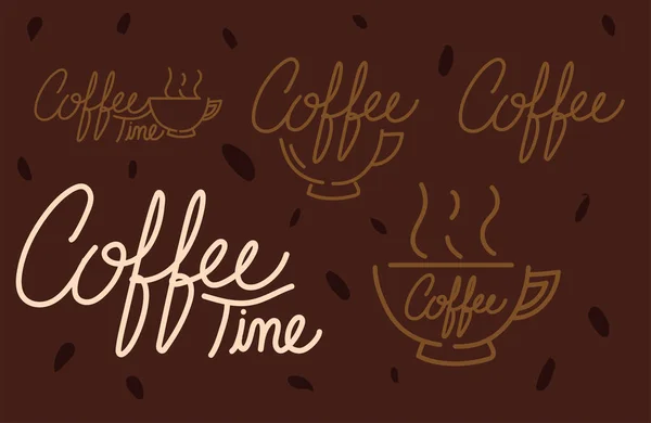 Conjunto de café texto diferente — Vetor de Stock