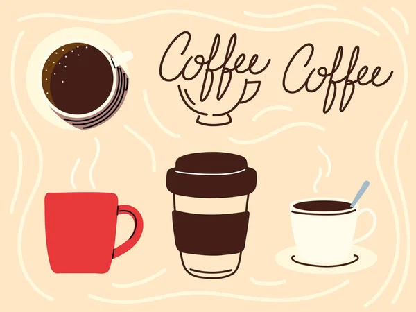 Coffret icône boisson café — Image vectorielle