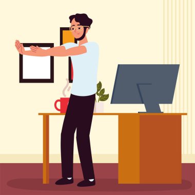 Adam esniyor ve mola veriyor.