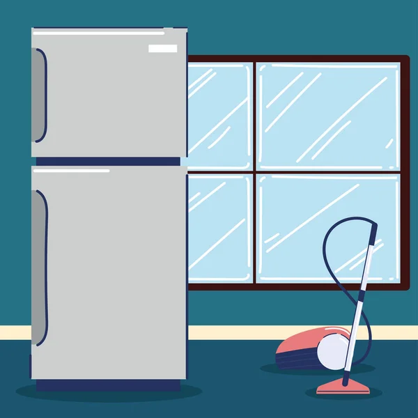 Kühlschrank und Staubsauger — Stockvektor