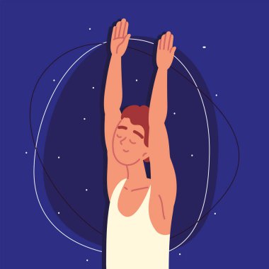 Genç adam kollarını kaldır.