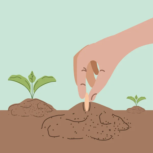 種子を植える手 — ストックベクタ