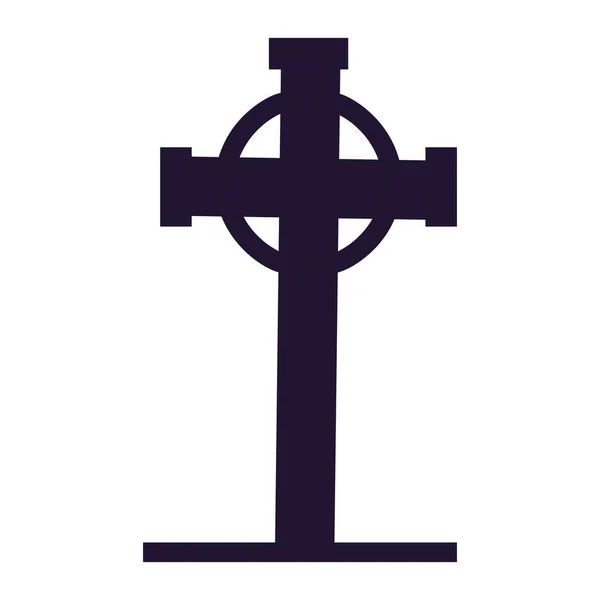 Tumba cruz plana icono — Vector de stock