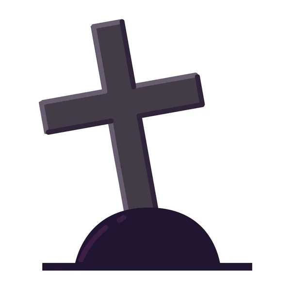 Cross gravestone icon — Stock Vector