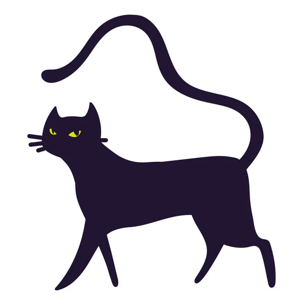 Gato negro caminando — Vector de stock