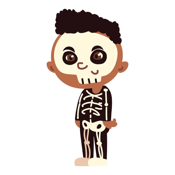Bambino con costume scheletro — Vettoriale Stock