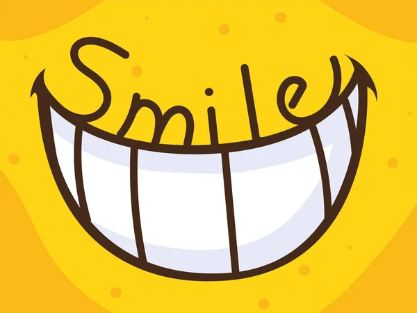 Glimlach tekst op tanden — Stockvector