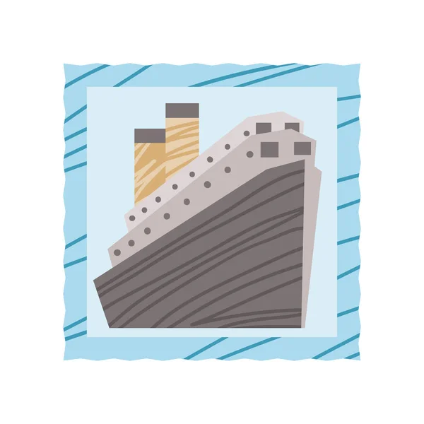 Crucero en sello postal — Vector de stock