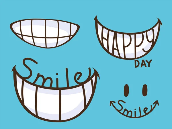 Cartoon Lächeln glücklich eingestellt — Stockvektor