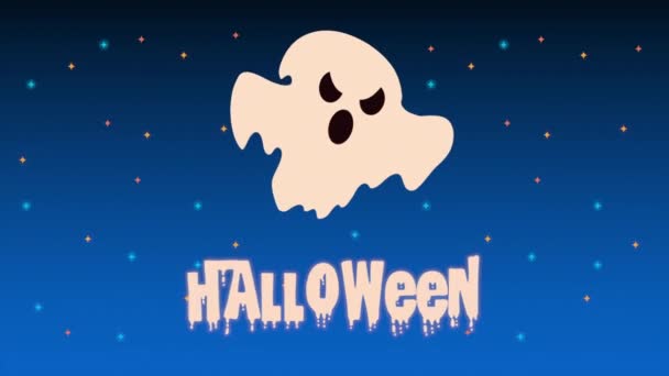 Feliz halloween letterring con fantasma — Vídeo de stock