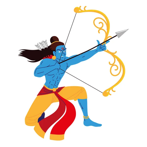 Lord rama holding bow and arrow — Stock Vector