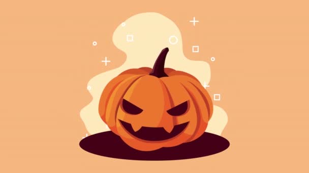 Animación feliz halloween con cara de calabaza — Vídeo de stock