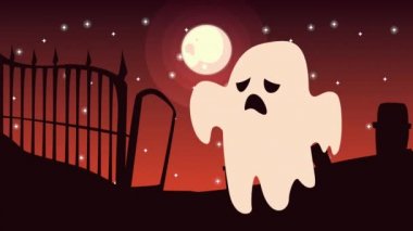 Hayalet ve mezarlık kapısı ile Cadılar Bayramı animasyonunuz kutlu olsun.