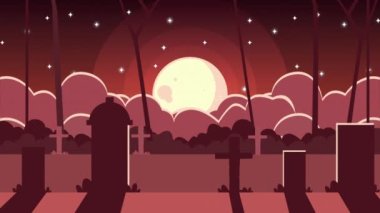 Mezarlık sahnesiyle Cadılar Bayramı animasyonunuz kutlu olsun.