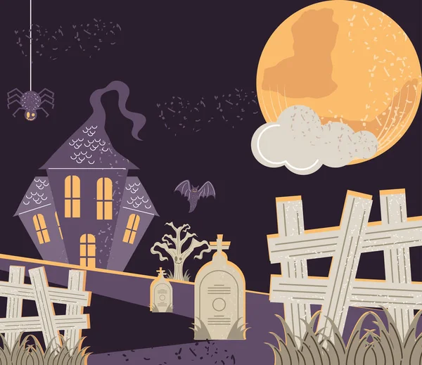 Halloween night scene — Stock Vector