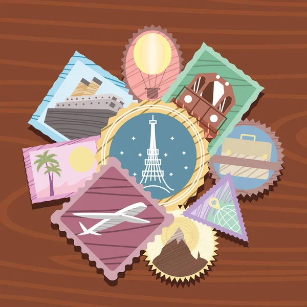 好的旅游邮票 — 图库矢量图片