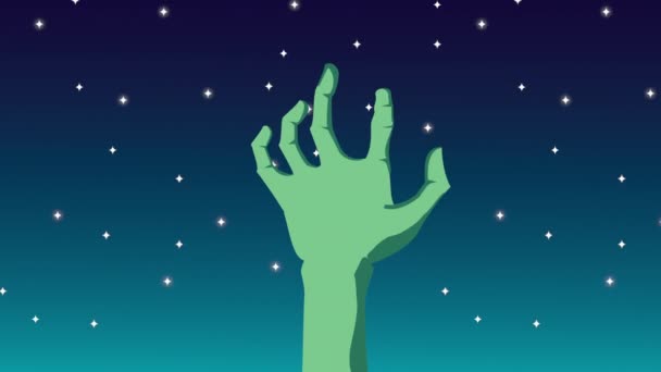 Animación feliz halloween con mano de zombie — Vídeo de stock