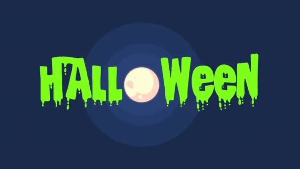 Felice Halloween letterring con la luna piena — Video Stock