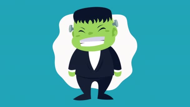 Bonito criança disfarçado como frankenstein — Vídeo de Stock