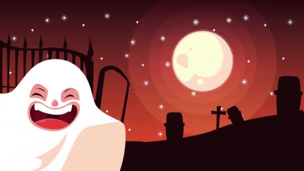 墓地に幽霊のふりをした可愛い子 — ストック動画