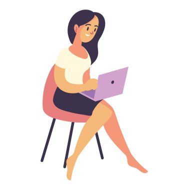 Dizüstü bilgisayarla çalışan kadın