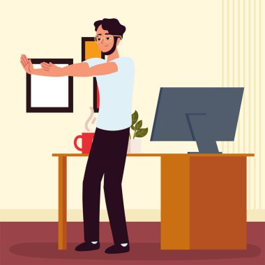 Adam esniyor ve mola veriyor.