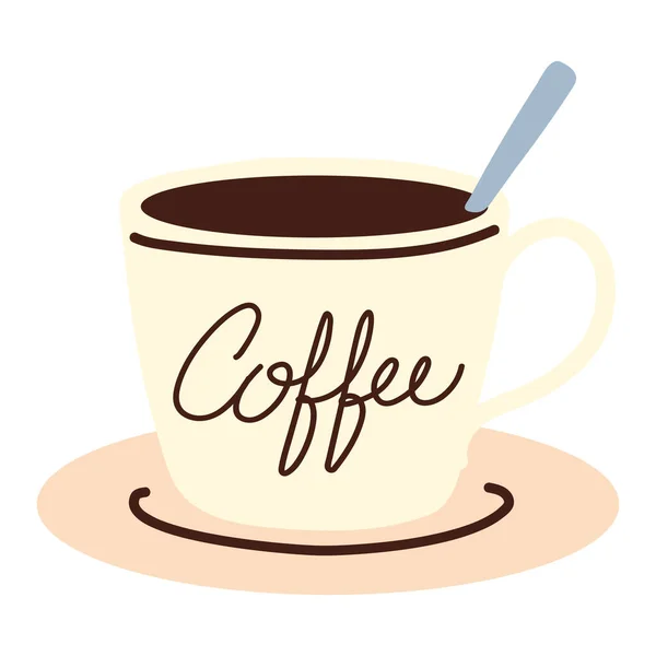 Xícara de café e colher — Vetor de Stock