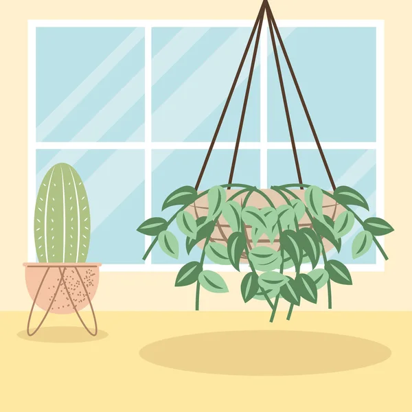 Planta en maceta colgante — Vector de stock