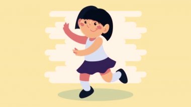 Tatlı Asyalı kız dans ediyor.