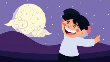 Oğlan ve Ay 'la sonbahar animasyonu