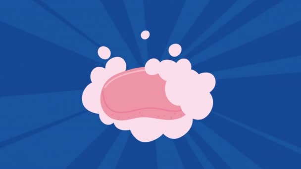 泡のアニメーションと石鹸バー — ストック動画