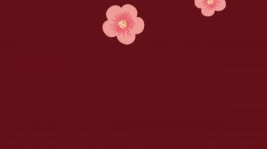 Pembe çiçek desenli Kore kültürü animasyonu