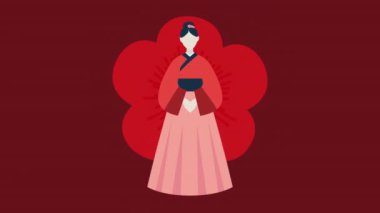 Kadınla Kore kültürü animasyonu