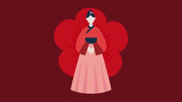 韩国文化动画与女性 — 图库视频影像